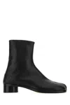 MAISON MARGIELA BLACK LEATHER TABI ANKLE BOOTS