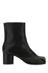 MAISON MARGIELA BLACK LEATHER TABI ANKLE BOOTS