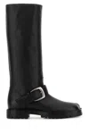 Maison Margiela Knee-high Tabi Boots Featuring Buckle Detail In Black