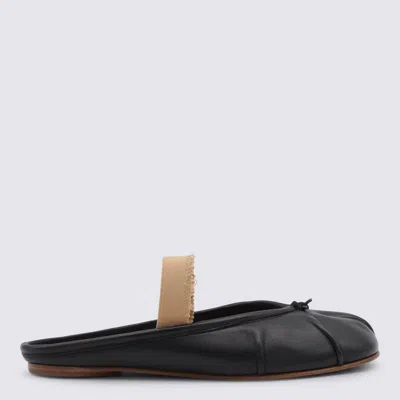 MAISON MARGIELA MAISON MARGIELA BLACK LEATHER TABI FLATS