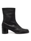 Maison Margiela Black Leather Tabi-toe Ankle Boots In Black