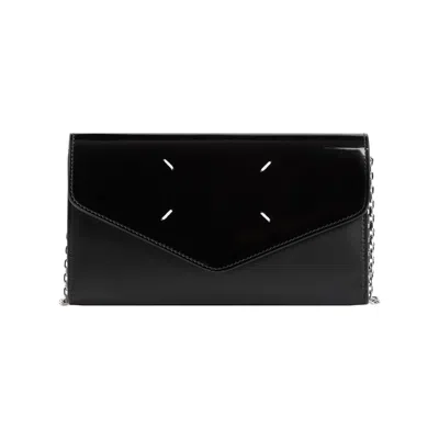 Maison Margiela Black Leather Wallet In Brown
