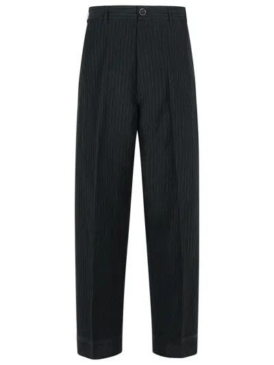 MAISON MARGIELA MAISON MARGIELA BLACK LINEN BLEND TROUSERS