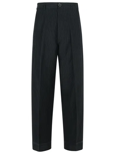 MAISON MARGIELA MAISON MARGIELA BLACK LINEN BLEND TROUSERS