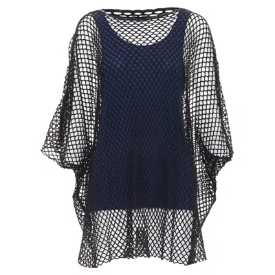 Maison Margiela Black Mesh Layered Tank In Blue