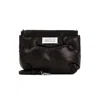 Maison Margiela Puffy Jet-black Leather Bag With Logo Patch And Silver Hardware