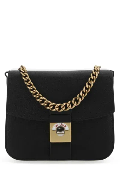 MAISON MARGIELA BLACK NEW LOCK LEATHER SHOULDER BAG
