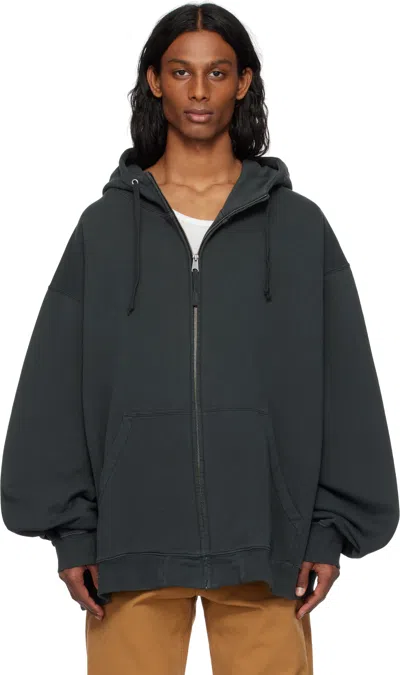 Maison Margiela Black Numeric Logo Hoodie In 969 Washed Black