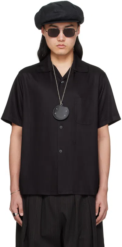 Maison Margiela Black Open Spread Collar Shirt In 900 Black
