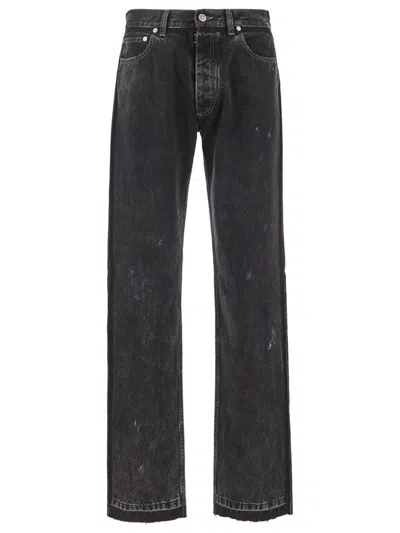Maison Margiela Black Paint Drip Jeans In Washed Black