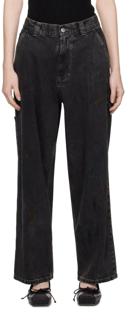 Maison Margiela Black Paint Jeans In 900 Black
