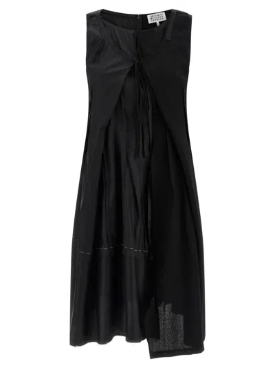 Maison Margiela Anonymity Of The Lining Asymmetrical Wool Dress In Black
