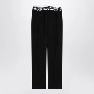 Maison Margiela Tailored Pants With Taped Waistband In Black
