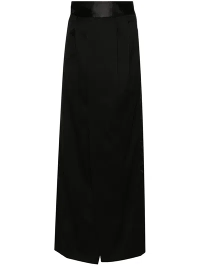 Maison Margiela Black Pleat-detailing Maxi Skirt