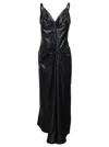 MAISON MARGIELA BLACK POLY RUCHED MIDI DRESS IN POLYESTER WOMAN