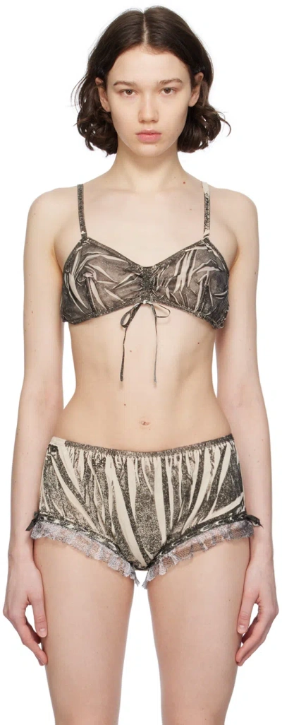 Maison Margiela Black Printed Bra In 967 Butter/black