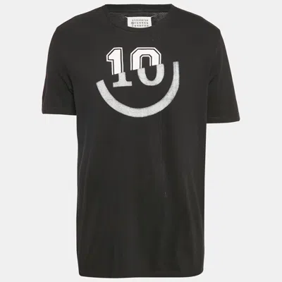 Pre-owned Maison Margiela Black Printed Jersey Crewneck T-shirt Xl