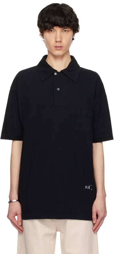 Maison Margiela Black Printed Polo In 900 Black
