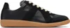 Maison Margiela Two-tone Leather And Suede Replica Sneakers In Black