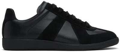Maison Margiela Low Top Sneakers Featuring Suede Panels In Black