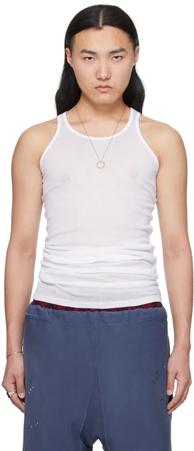 Maison Margiela Black Ribbed Tank Top In 100 White