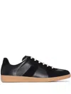 Maison Margiela Men Black Leather And Suede Replica Sneakers In Black