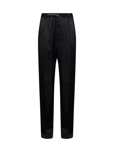 Maison Margiela Black Satin Drawstring Trousers