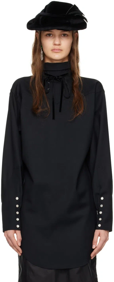 Maison Margiela Black Self-tie Blouse In 900 Black