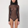 Maison Margiela Black Semi-transparent Turtleneck Body In Black