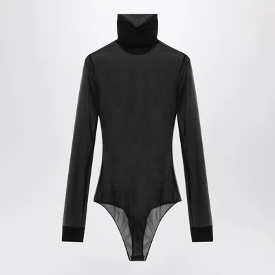 MAISON MARGIELA BLACK SEMI-TRANSPARENT TURTLENECK BODY