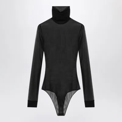 MAISON MARGIELA MAISON MARGIELA  BLACK SEMI-TRANSPARENT TURTLENECK BODY