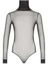 Maison Margiela Transparent Bodysuit With High Neck And Long Sleeves In Black