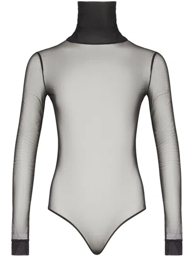 MAISON MARGIELA BLACK SHEER TURTLENECK BODYSUIT