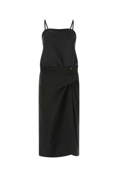 Maison Margiela Black Silk And Wool Blend Dress In 900