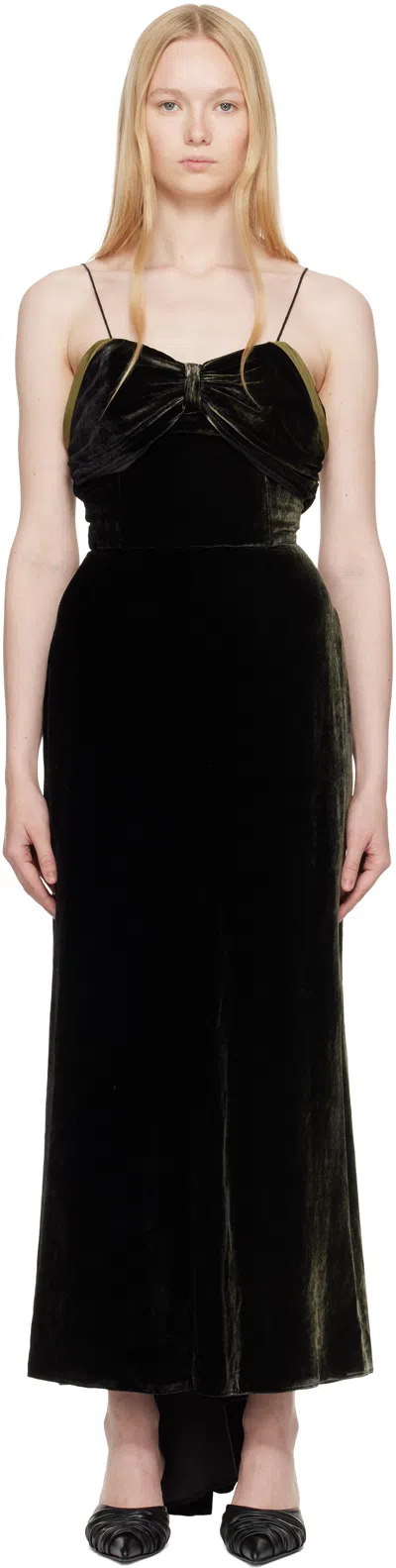Maison Margiela Black Silk Maxi Dress In Multi