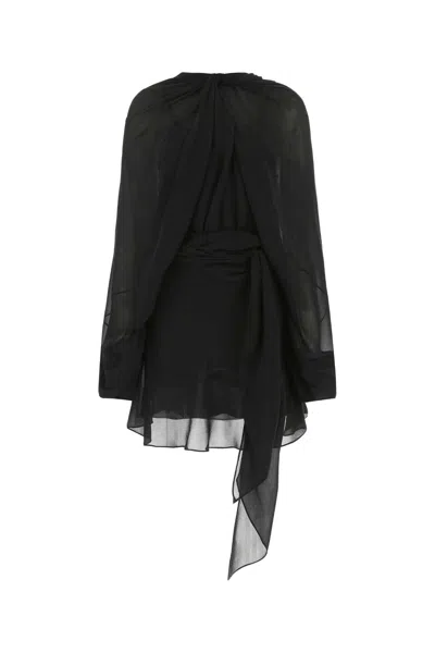 Maison Margiela Long-sleeved Mini Dress In Chiffon Silk Clothing In Black