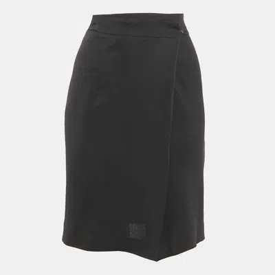 Pre-owned Maison Margiela Black Silk Pleated Pencil Skirt M