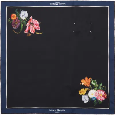 Maison Margiela Black Silk Scarf In Purple