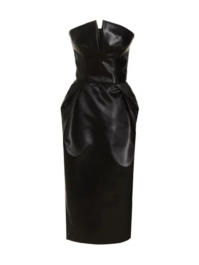 MAISON MARGIELA BLACK SILKY SATIN DRESS