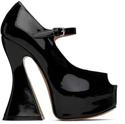 Maison Margiela Open-toe Patent Leather Pumps With Strap Heel 13 Cm In Black