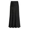Maison Margiela Midi A-line Satin Skirt High Waist In Black