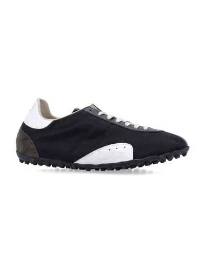 Maison Margiela Sprinter Leather And Suede-trimmed Twill Sneakers In Black