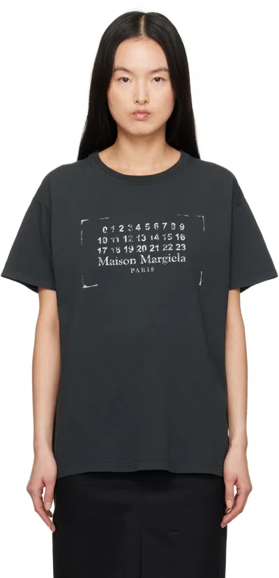 Maison Margiela Black Stamp Logo T-shirt In 969 Washed Black