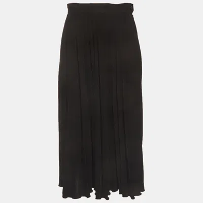 Pre-owned Maison Margiela Black Stretch Crepe Plisse Midi Skirt M