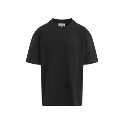 MAISON MARGIELA MAISON MARGIELA  BLACK T-SHIRT WITH LOGO EMBROIDERY