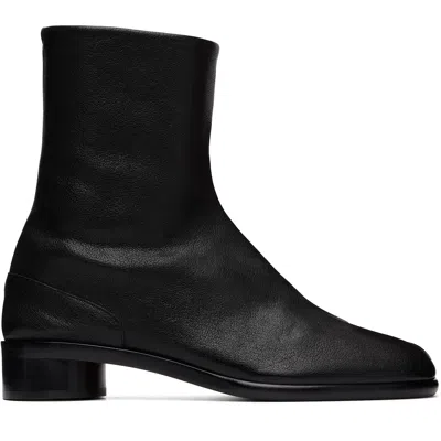 Maison Margiela Leather Tabi Ankle Boots Block Heel In Black