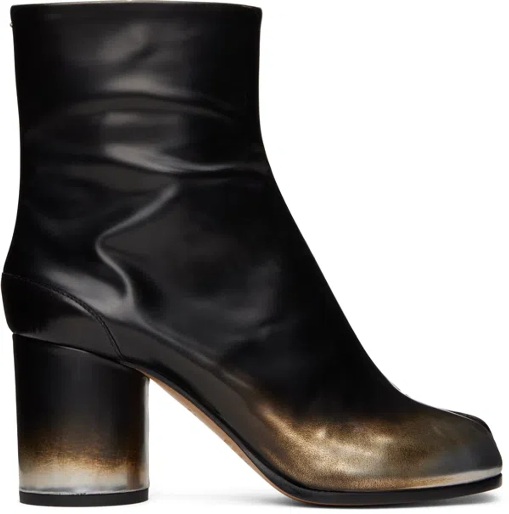 Maison Margiela Black Tabi Ankle Boots In H7072 Silver/gold/bl 