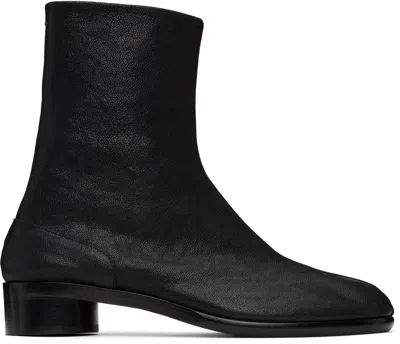 Maison Margiela Vintage Leather Tabi Boots In Black