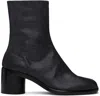 Maison Margiela Black Leather Tabi Ankle Boots In T8013 Black