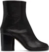 Maison Margiela Block Heel Leather Round Toe Boots In T8013 Black